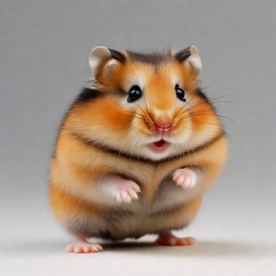Cute hamster standing on hind legs