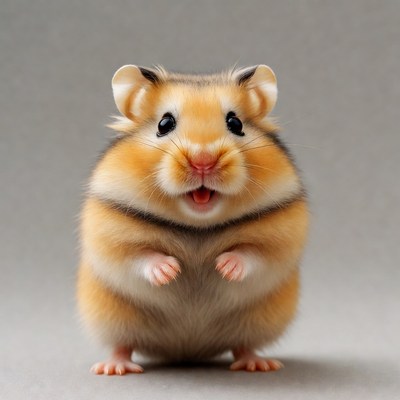 Cute hamster standing on hind legs