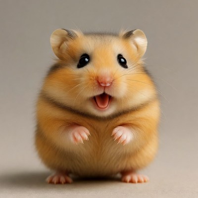 Cute hamster with open mouth