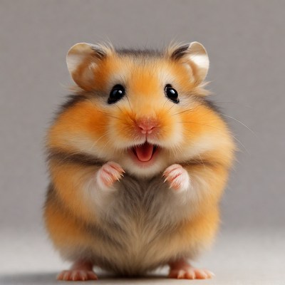 Cute hamster with open mouth
