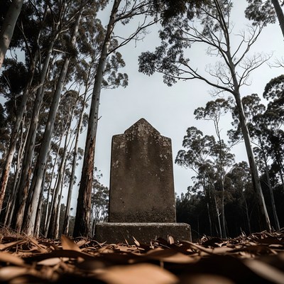 Grave Stone in Eucalyptus Forest