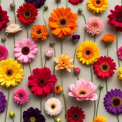 Colorful Gerbera Daisies on Gray Background
