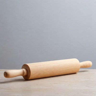 Wooden Rolling Pin on Table