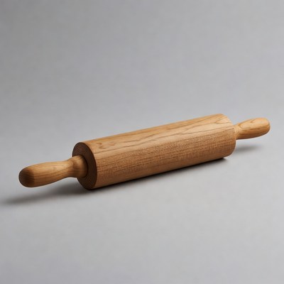 Wooden Rolling Pin on Gray Background