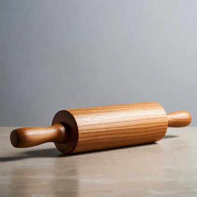 Wooden Rolling Pin on Table