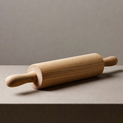 Wooden Rolling Pin on Table