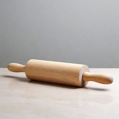 Wooden Rolling Pin on Table