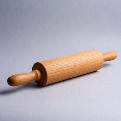 Wooden Rolling Pin on Gray Background