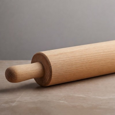 Wooden Rolling Pin on Table