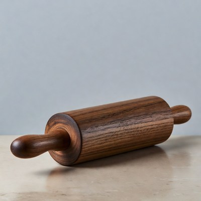 Wooden Rolling Pin on Table