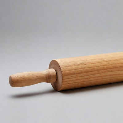 Wooden Rolling Pin on Gray Background