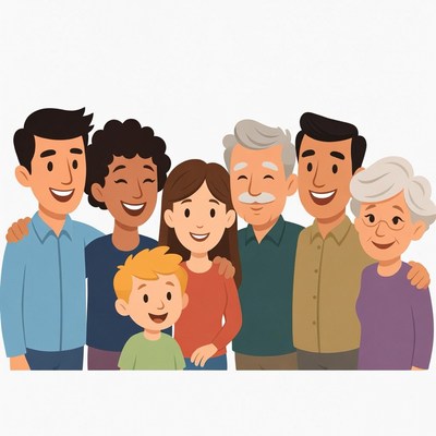 Happy Multiracial Family Illustration