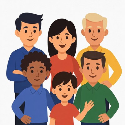 Diverse family illustration smiling together