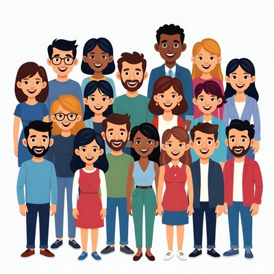 Diverse group of smiling people illustration