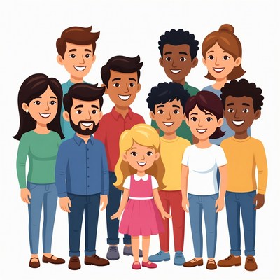 Diverse family group illustration