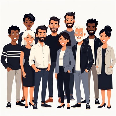 Diverse team standing together