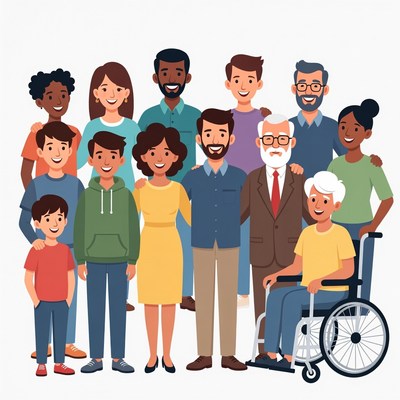 Diverse family group illustration