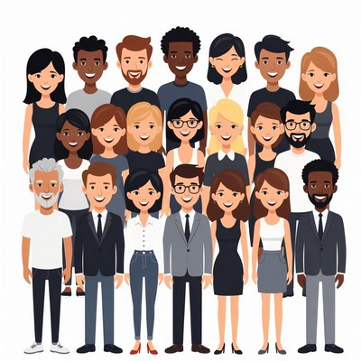 Diverse team standing together illustration