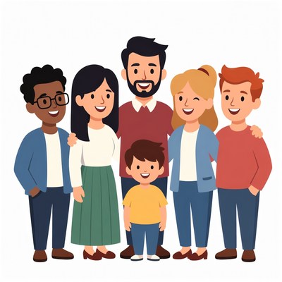 Happy Diverse Family Illustration