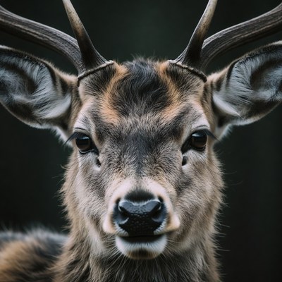 Close-up of deer with large antlers