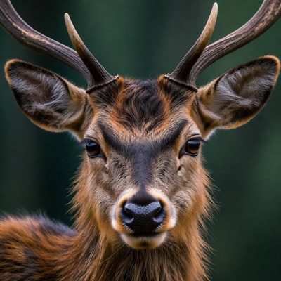 Closeup of red deer stag head