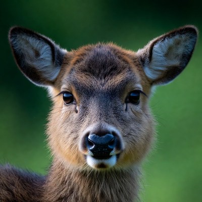 Baby deer close-up portrait