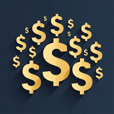 Golden Dollar Signs on Dark Background