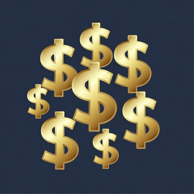 Golden Dollar Signs on Navy Background