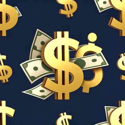 Golden Dollar Signs and Bills Pattern