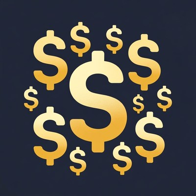 Golden Dollar Signs on Dark Background