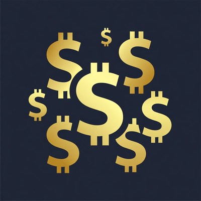 Golden Dollar Signs on Dark Background