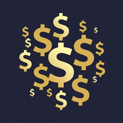 Golden Dollar Signs on Dark Background