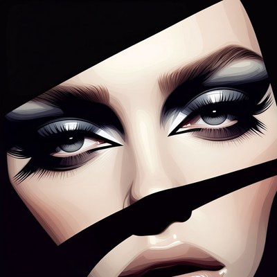 Woman's dramatic smoky eyes closeup