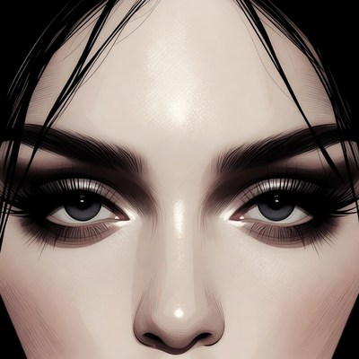 Close-up of woman's intense blue eyes