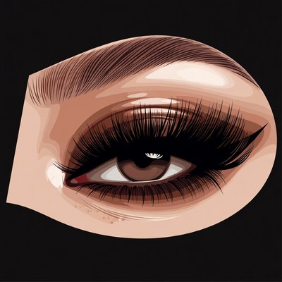Illustrated Brown Eye with Long Lashes