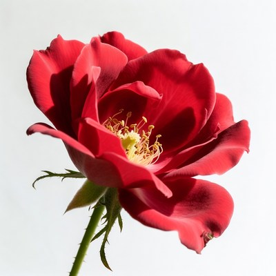 Red Rose on White Background