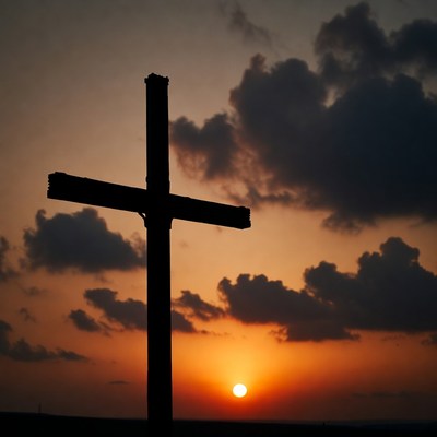 Silhouette Cross at Sunset
