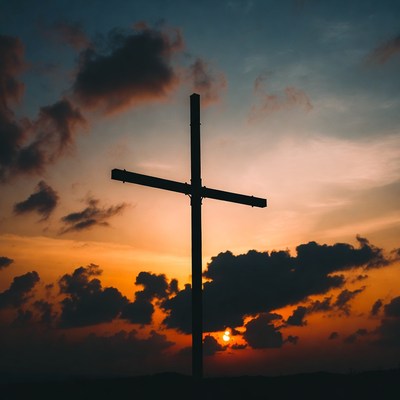 Silhouette Cross at Sunset