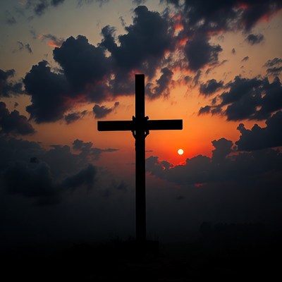 Silhouette Cross at Sunset