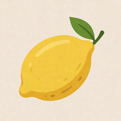 Yellow Lemon with Leaf