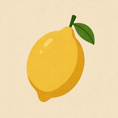 Yellow Lemon with Leaf