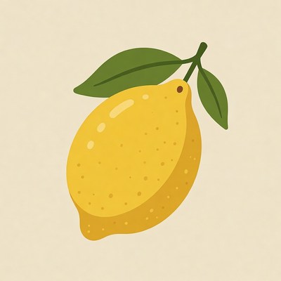 Lemon with Leaves Illustration
