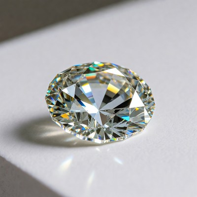 Sparkling Diamond on White Surface