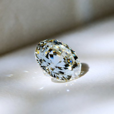 Sparkling Oval Diamond on White