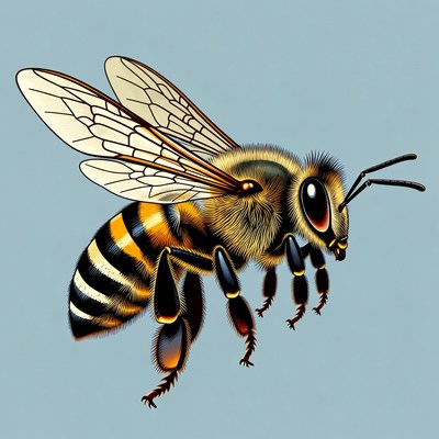 Flying Honey Bee Illustration