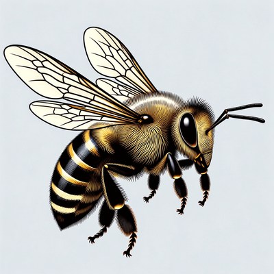 Flying Honey Bee Illustration