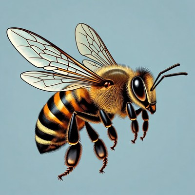 Flying Honey Bee Illustration