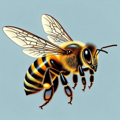 Flying Honey Bee Illustration