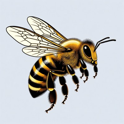 Flying Honey Bee Illustration