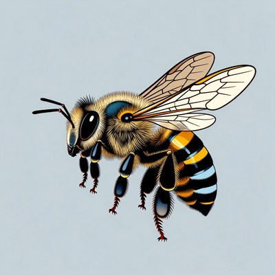 Flying Honey Bee Illustration